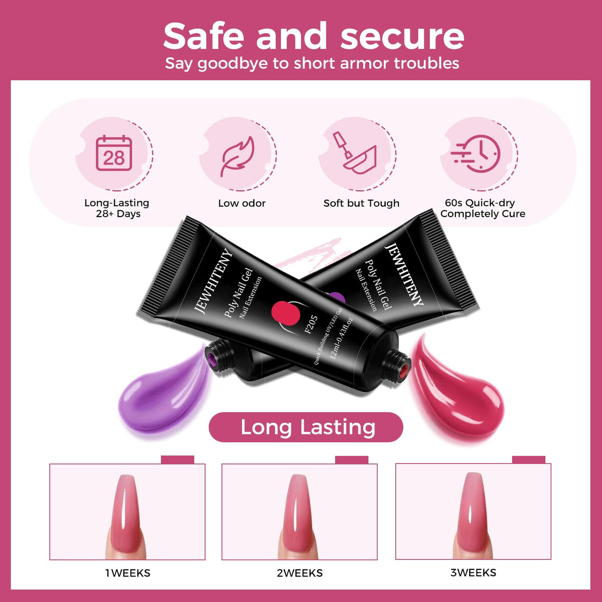JEWHITENY Poly Nail Gel Kit for Nail Extensions and DIY Nail Art