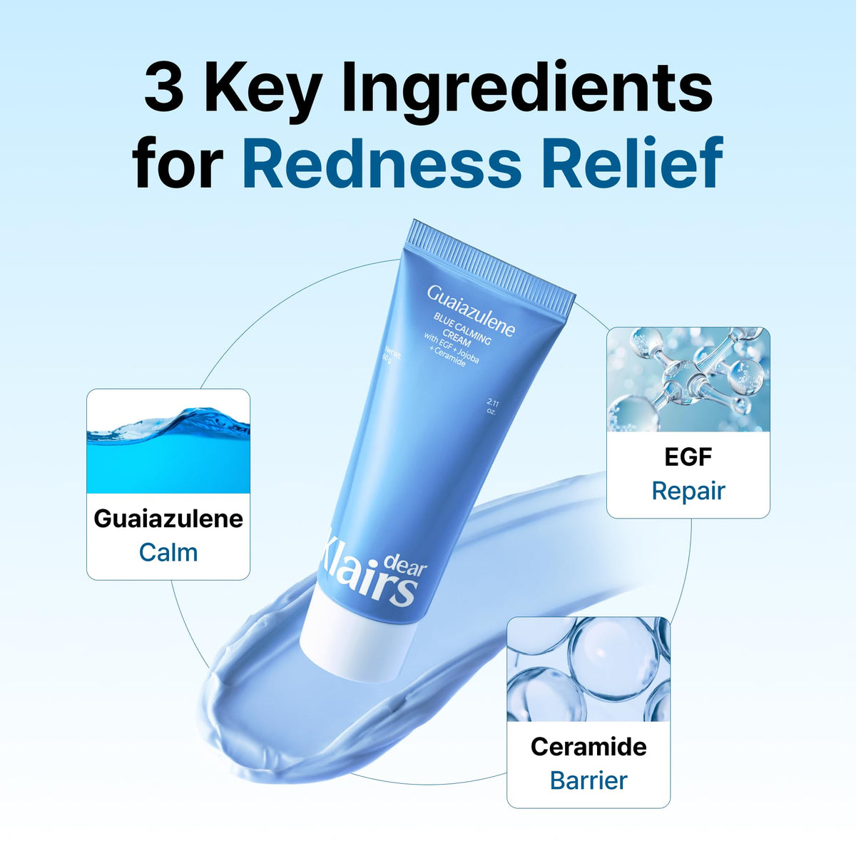 DearKlairs Blue Calming Cream Face Moisturizer for Redness Relief
