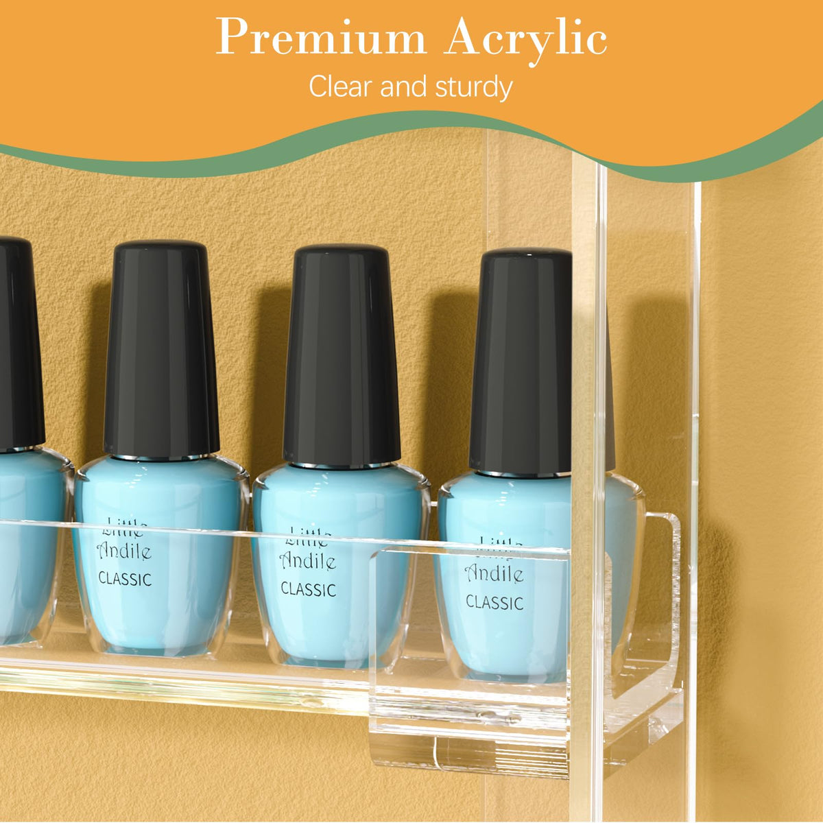 FEMELI Acrylic Nail Polish Wall Rack, 6-Tier Organizer, Clear 21.5 x 21.3 Inch