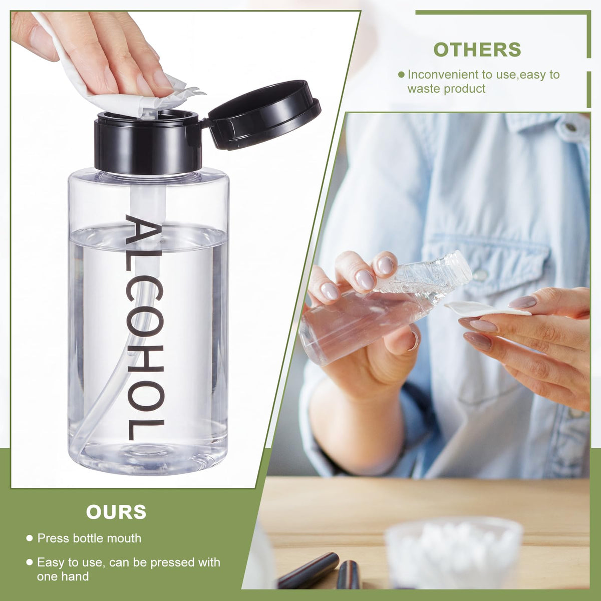Layhit Reusable Plastic Alcohol Pump Dispenser Bottle