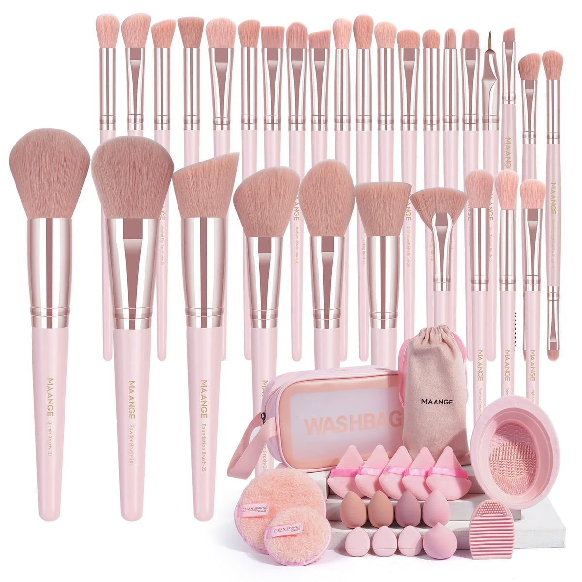 MAANGE Makeup Brush Set with Soft Synthetic Bristles and Carrying Bag