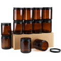 Goiio 8 Oz Amber Glass Jars with Airtight Lids