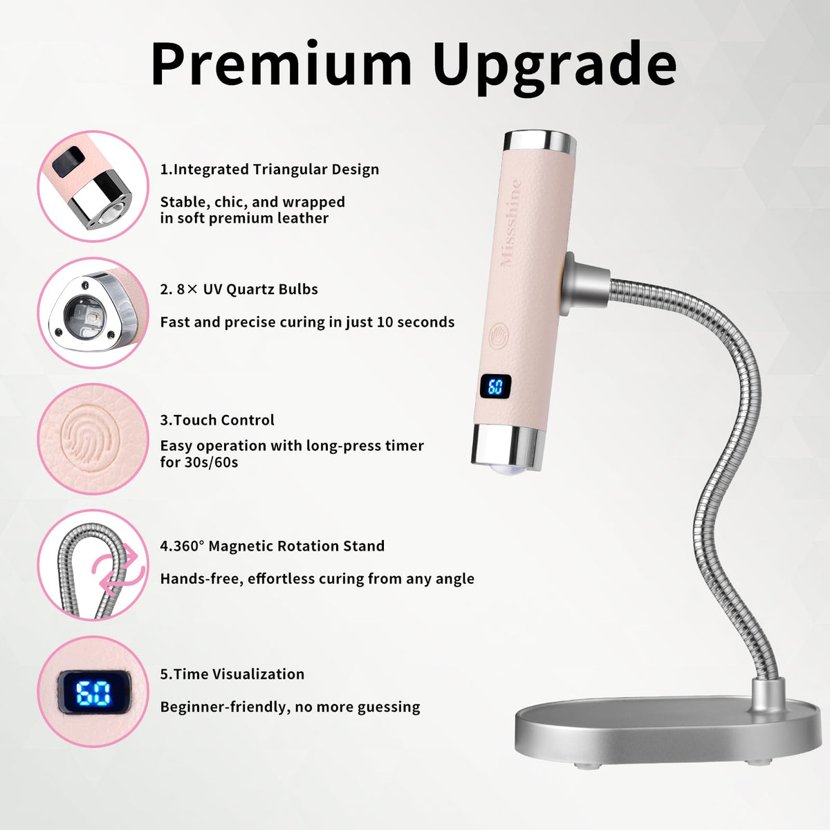 Missshine Cordless UV/LED Nail Lamp for Gel Nails
