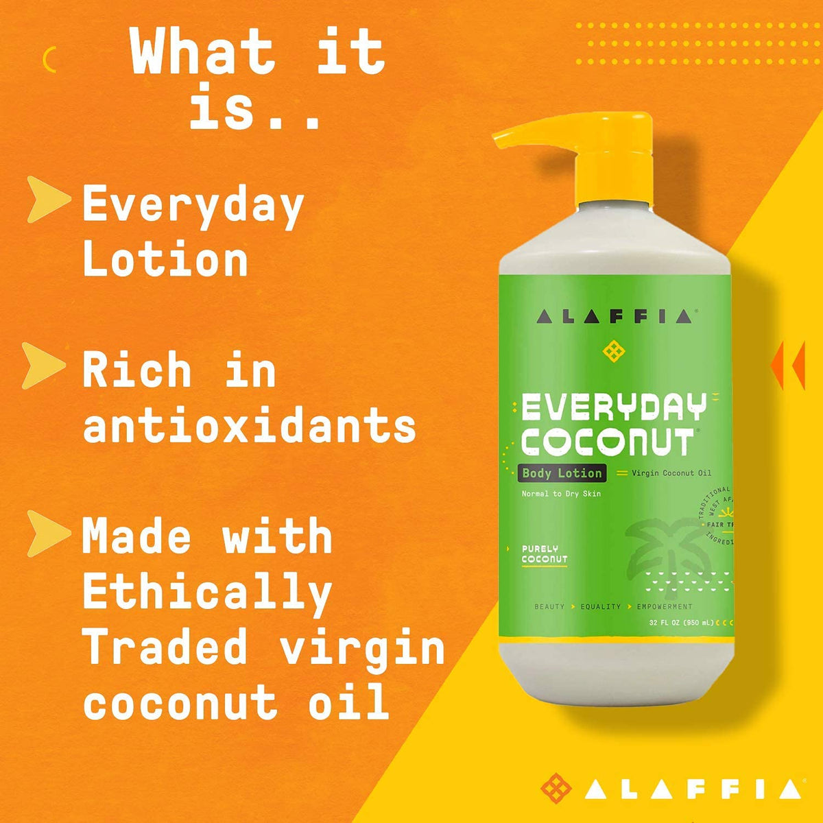Alaffia Everyday Body Lotion for Normal to Dry Skin, 32 Fl Oz