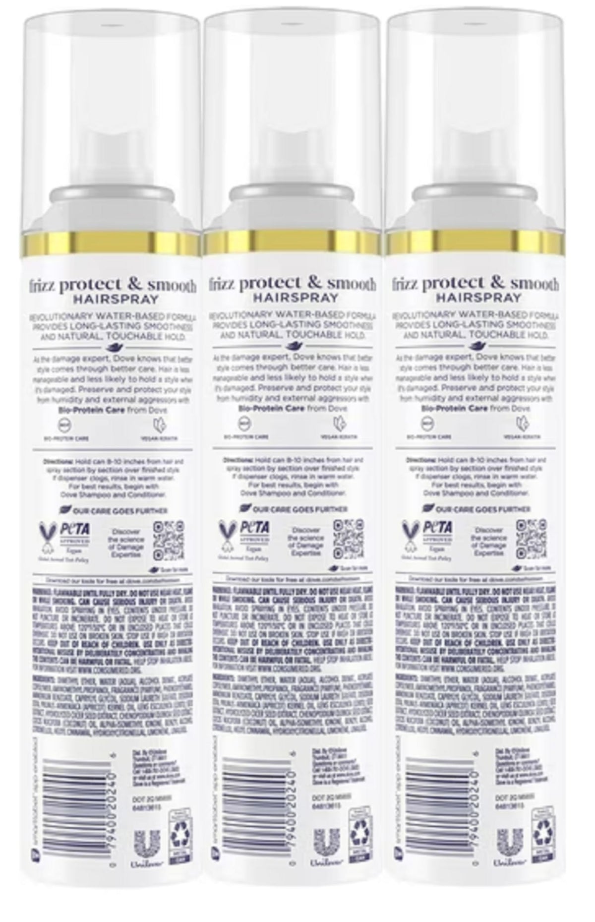 Dove Extra Hold Frizz Protect & Smooth Hairspray, 7 oz, Pack of 3