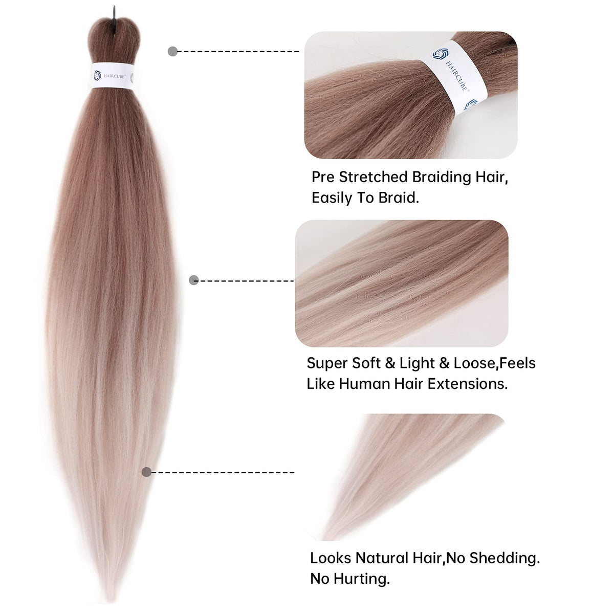26 Inch Ombre Pre-Stretched Synthetic Braiding Hair Extensions