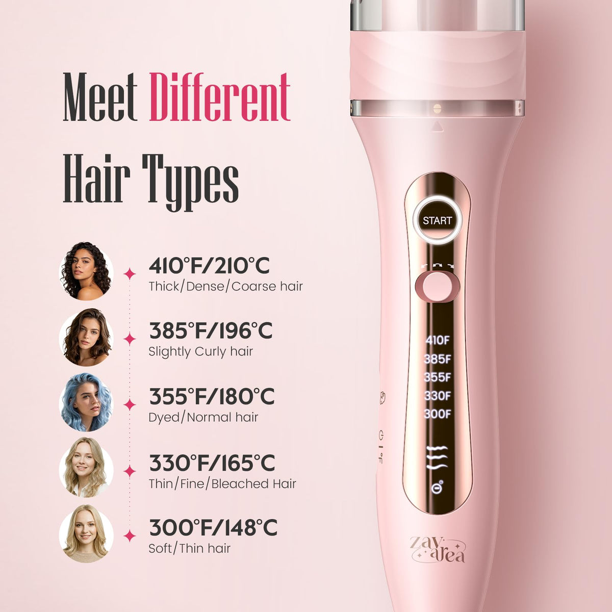 ZAVAREA Automatic Rotating Curling Iron with Ceramic Barrel