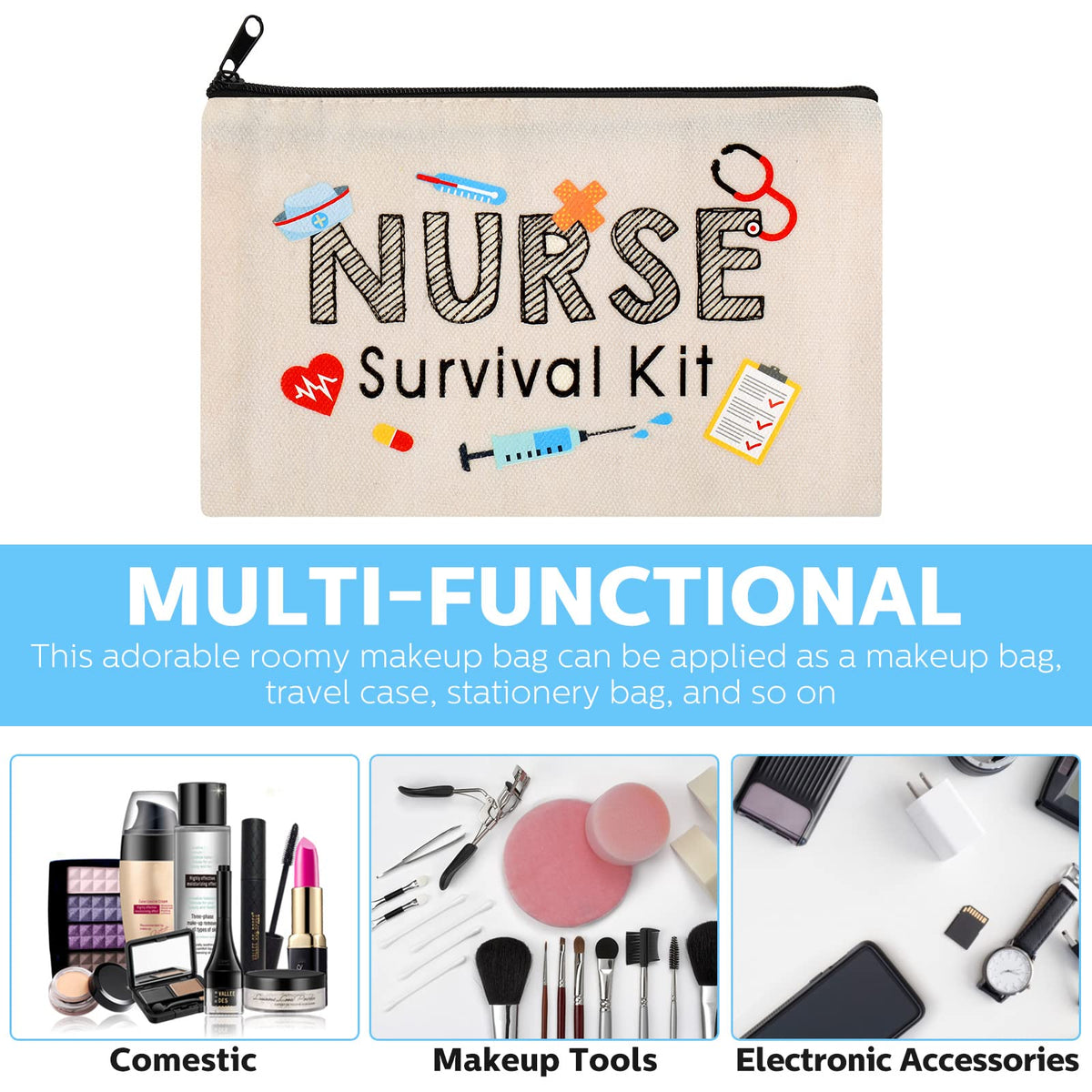 Saintrygo 20-Piece Nurse Survival Kit Canvas Makeup Bags