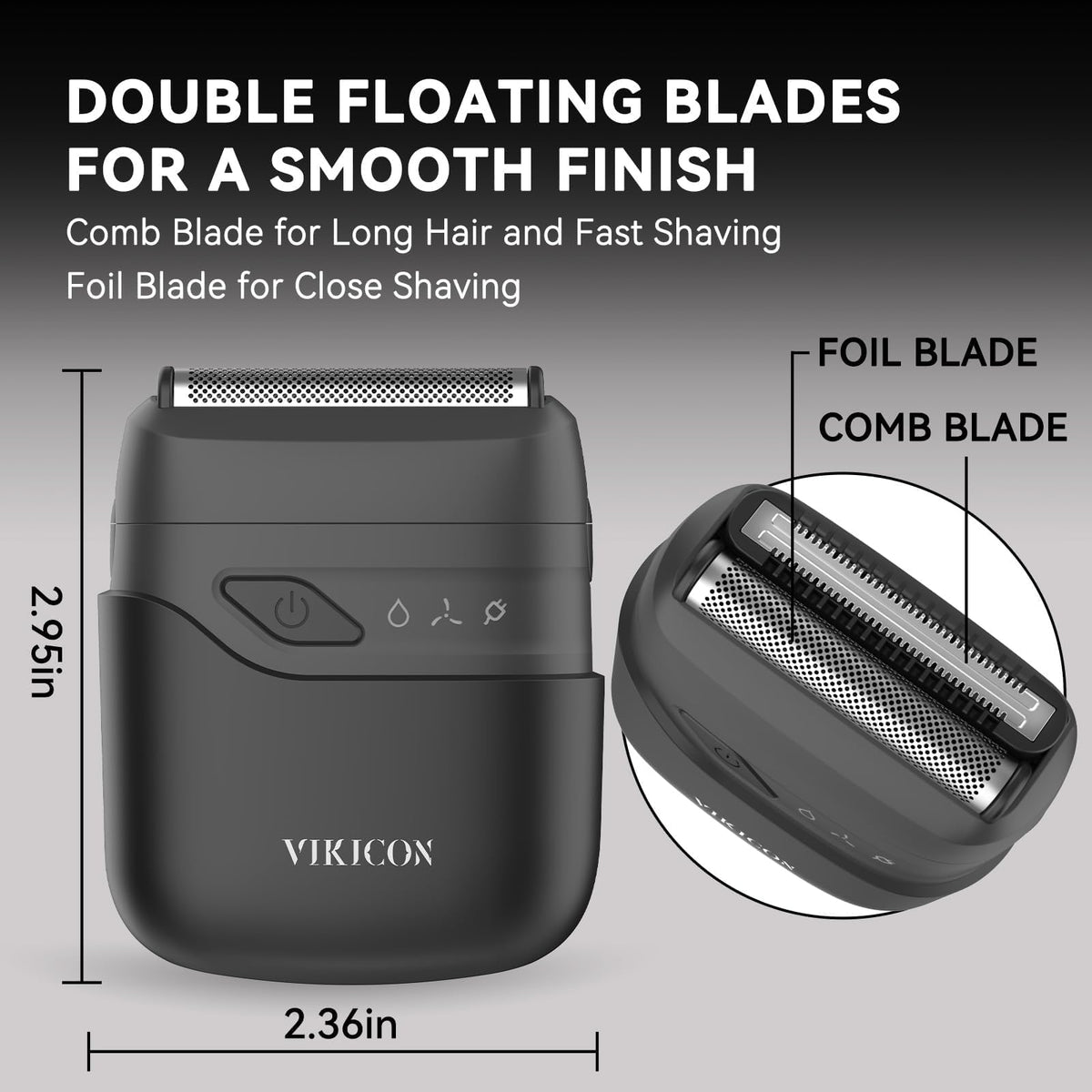 VIKICON Mini Electric Foil Shaver for Men, Portable USB-C Razor