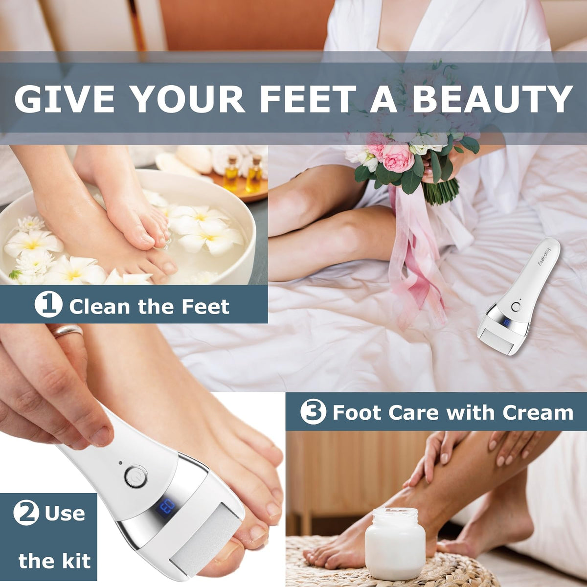 Upgraded Electric Foot Callus Remover, Rechargeable Waterproof Foot File