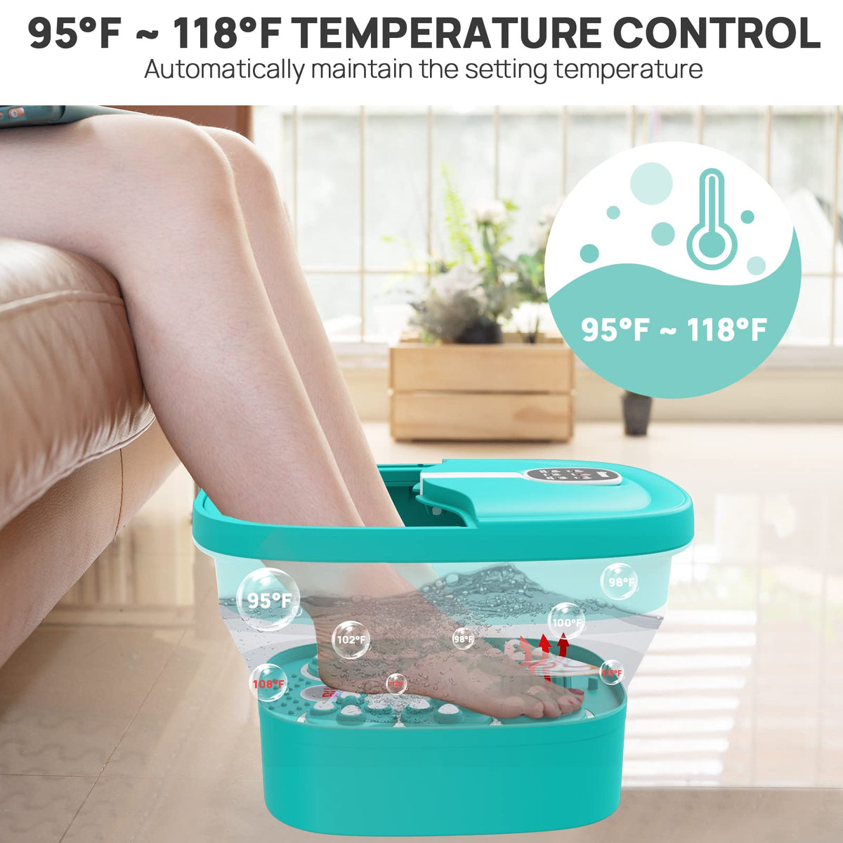HOSPAN Collapsible Electric Foot Spa with Heat, Bubbles, Massage, Remote and Timer