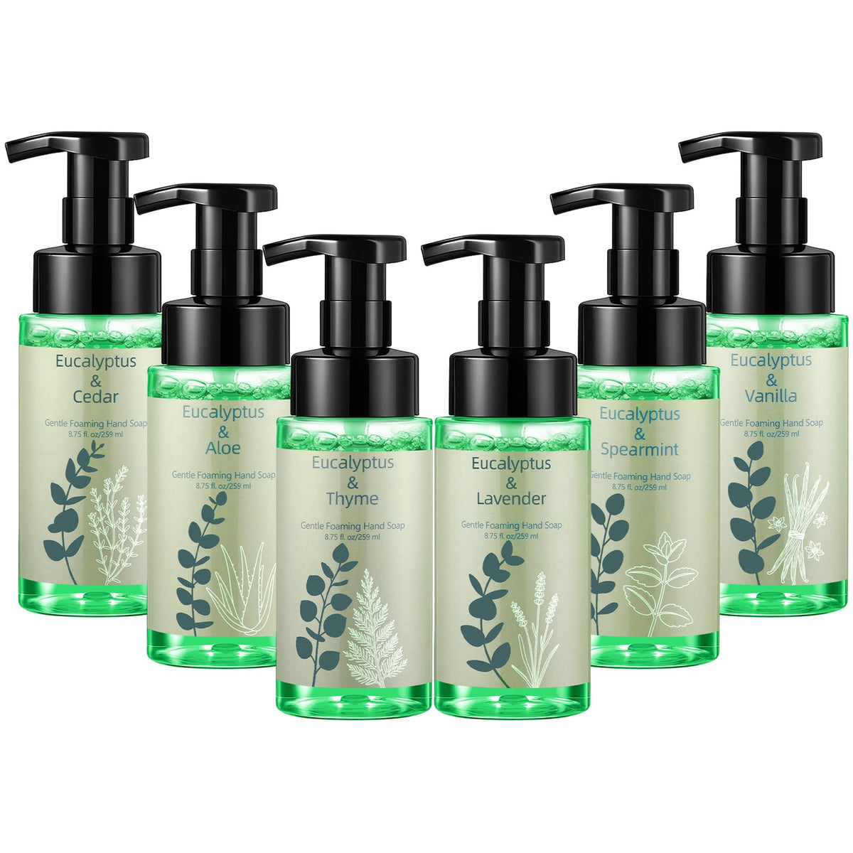 6 Pack Foaming Liquid Hand Soap with Pump, Moisturizing Scented Hand Wash