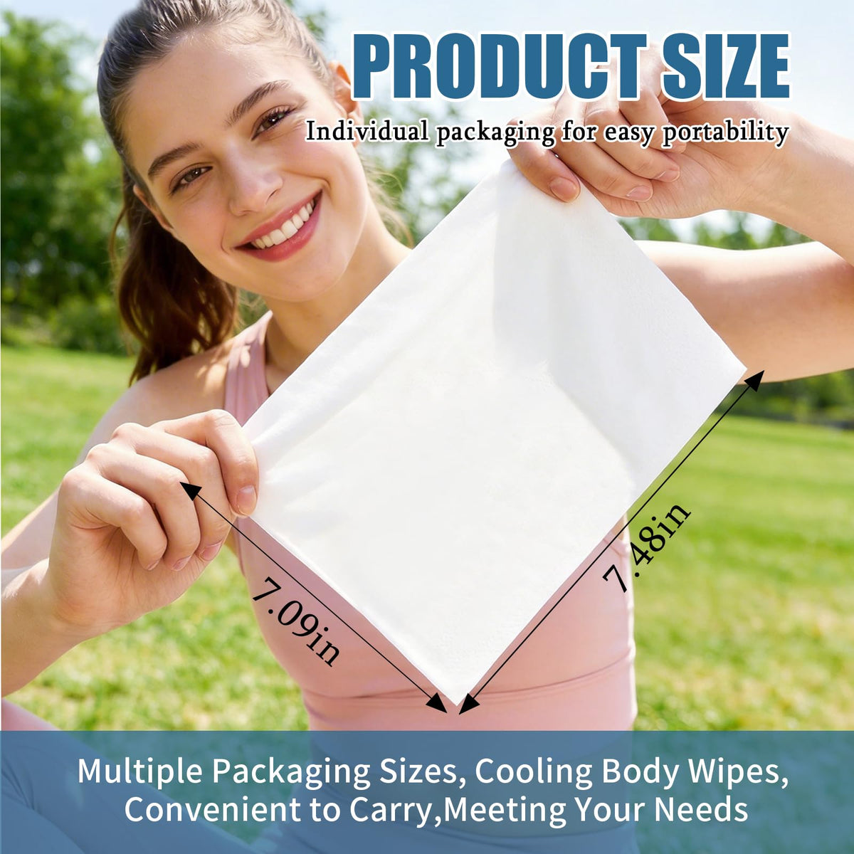 Mint Cooling Face & Body Wipes, Individually Wrapped No-Rinse Towels