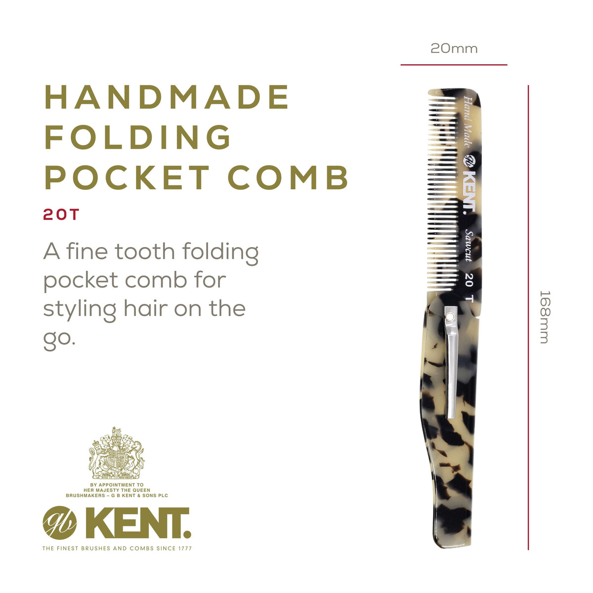 Kent Men's Hair, Beard and Mustache Pocket Comb Set