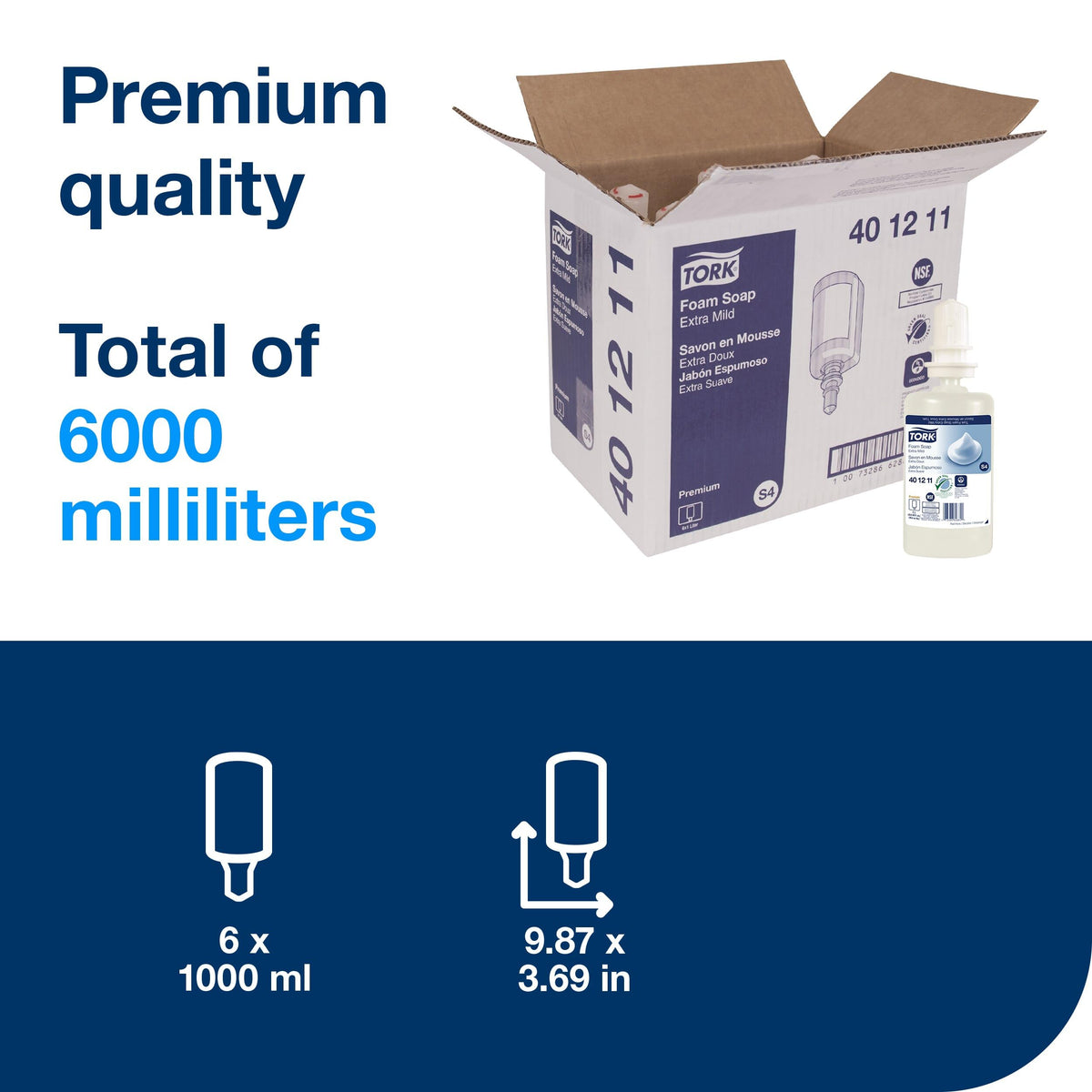 Tork Extra Mild Foam Soap, Fragrance-Free, 6 x 1L, S4