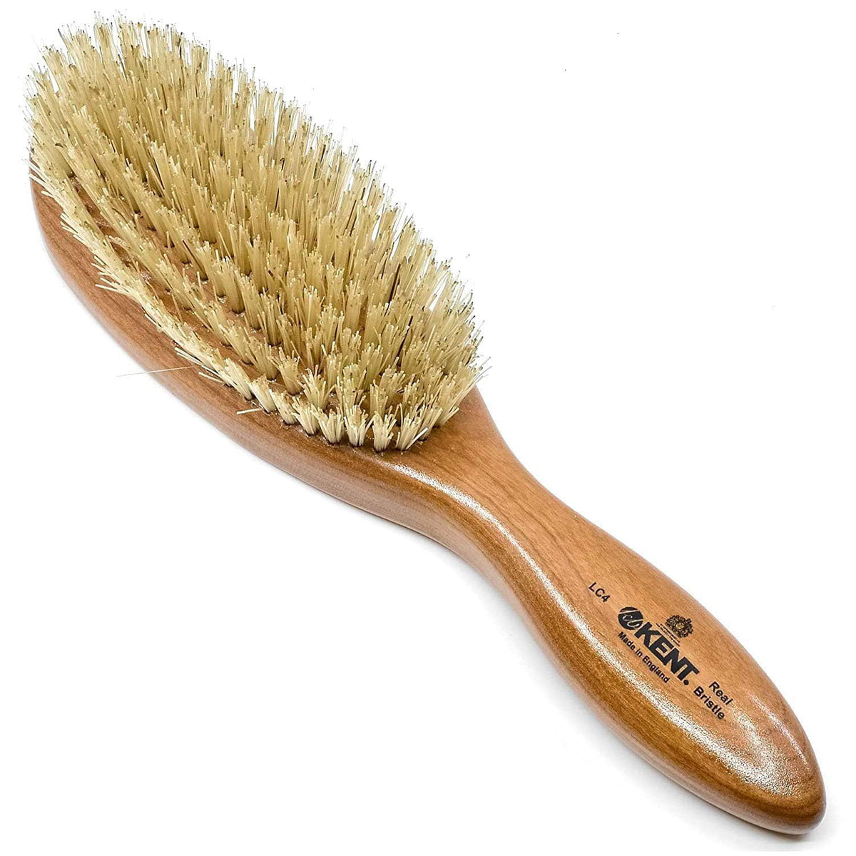 Kent LC4 Boar Bristle Hairbrush, Cherrywood Oval Brush for Medium to Thick Hair