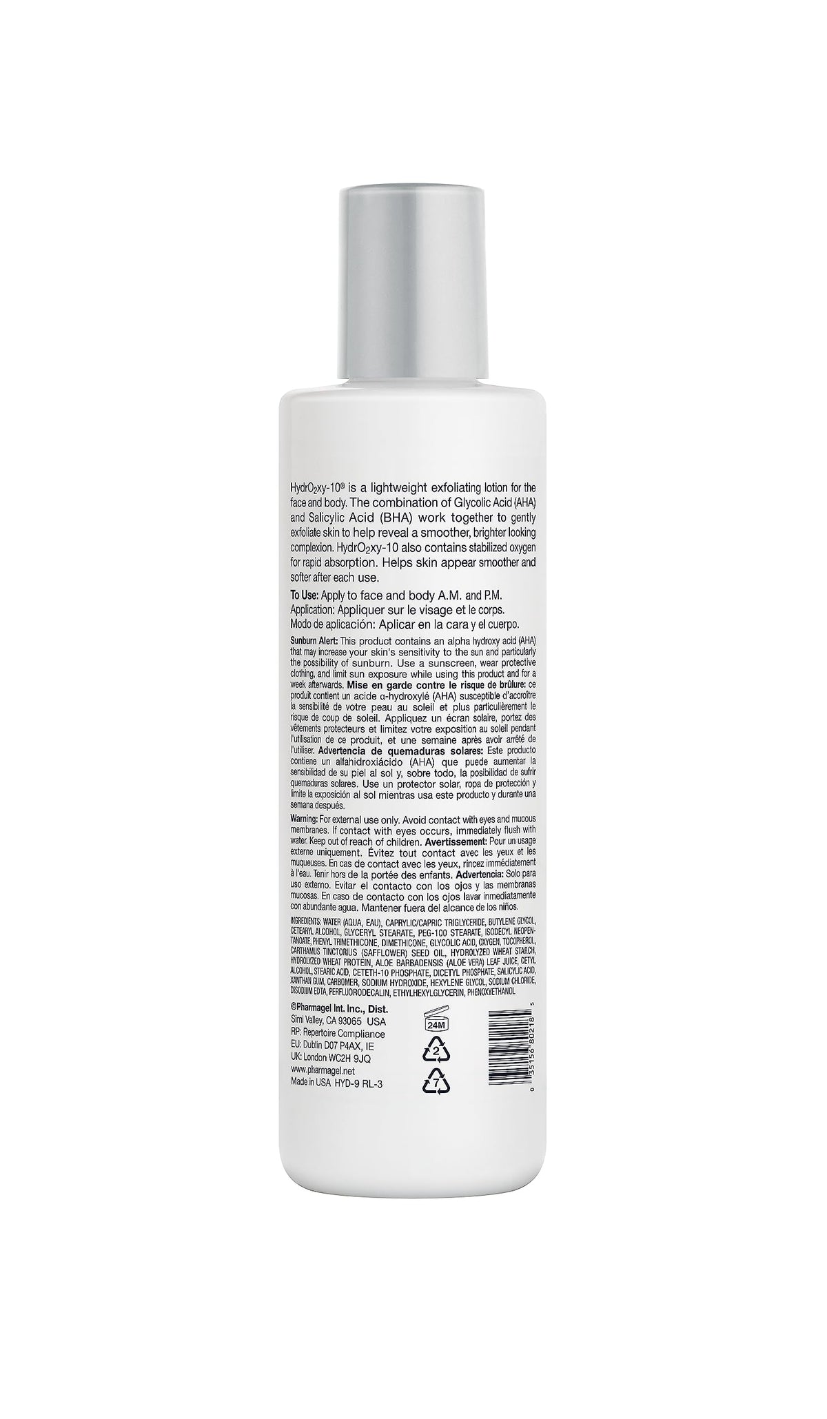 Pharmagel HydrOxy-10 AHA/BHA Face & Body Moisturizer