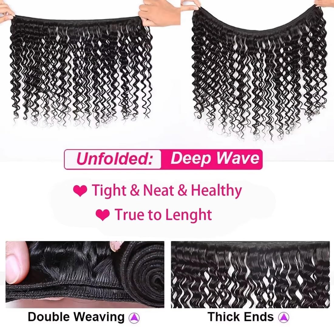 Deep Wave 100% Unprocessed Brazilian Virgin Human Hair Bundles