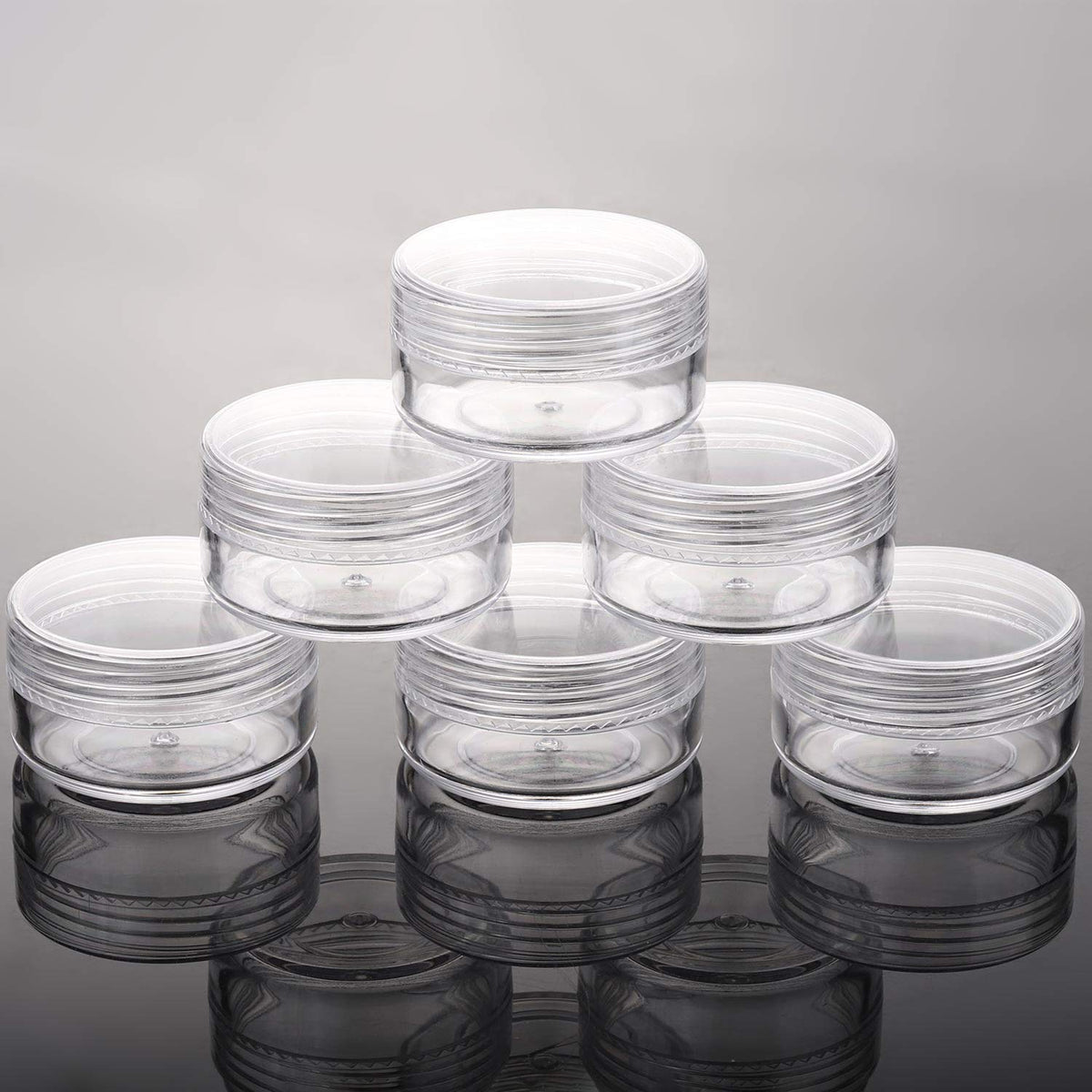 Refillable Cosmetic Sample Jars, 10g, 100 Pack with Lids and Spatulas