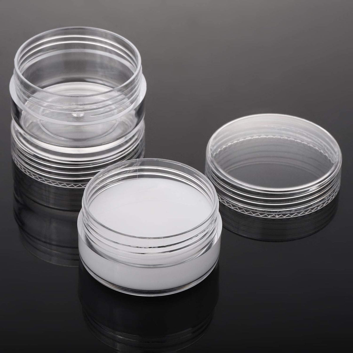 Refillable Cosmetic Sample Jars, 10g, 100 Pack with Lids and Spatulas