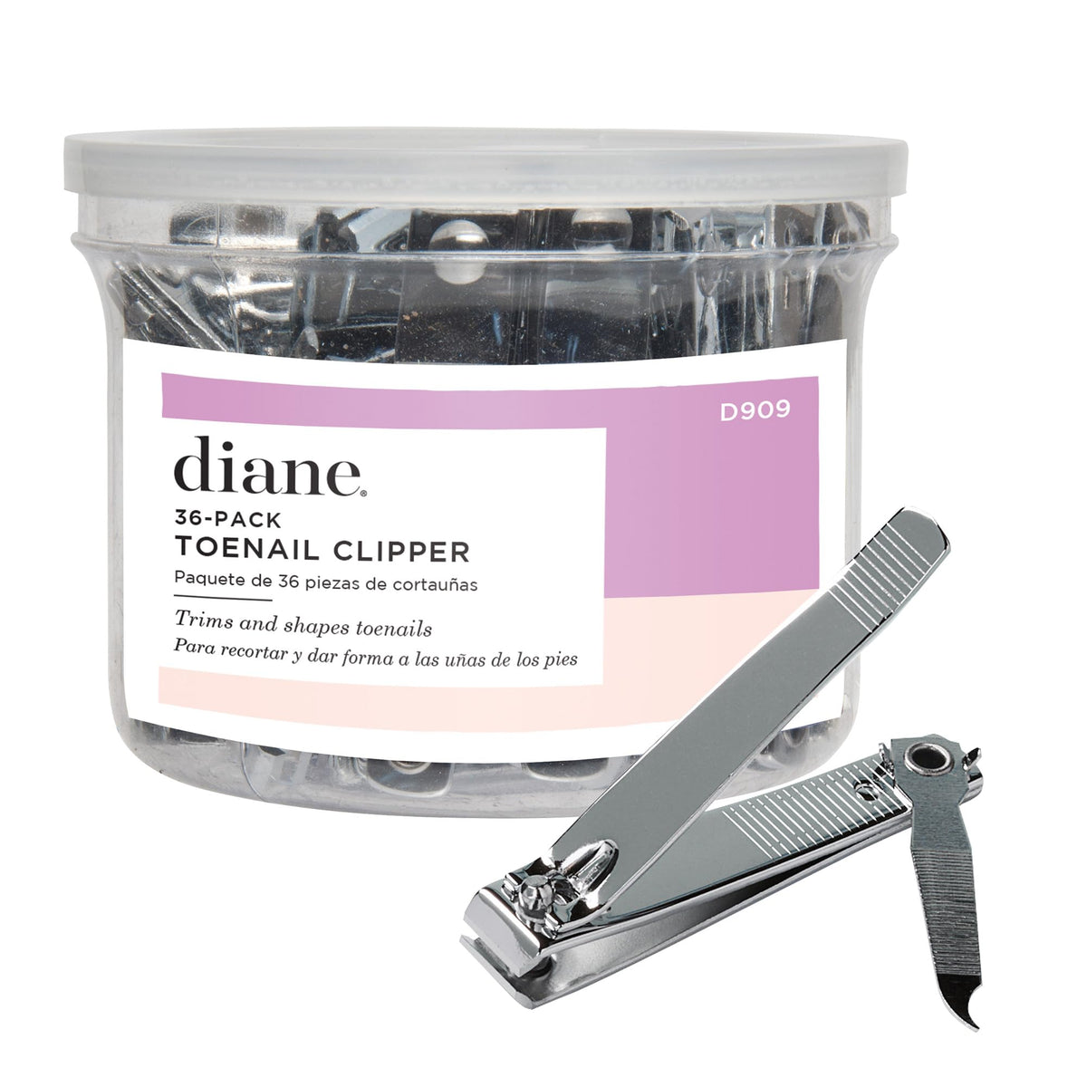 Diane D904 Stainless Steel Nail Clippers with Fold-Out File, 72 Count