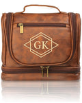 Sparklove Personalized Leather Toiletry Bag for Men, Custom Engraved Travel Kit