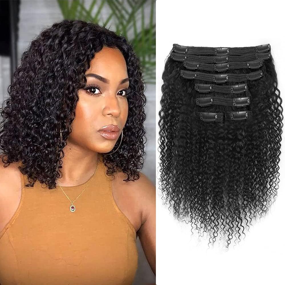 Curly Clip-In Human Hair Extensions, Brazilian Remy Hair