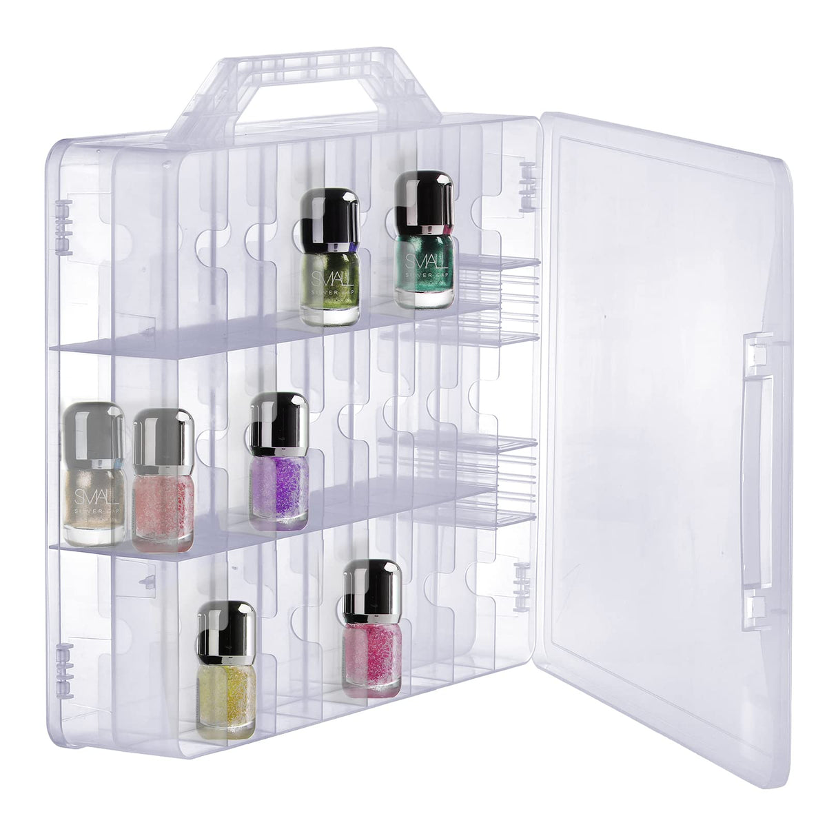 Foraineam Clear Nail Polish Organizer Box Set with Adjustable Dividers
