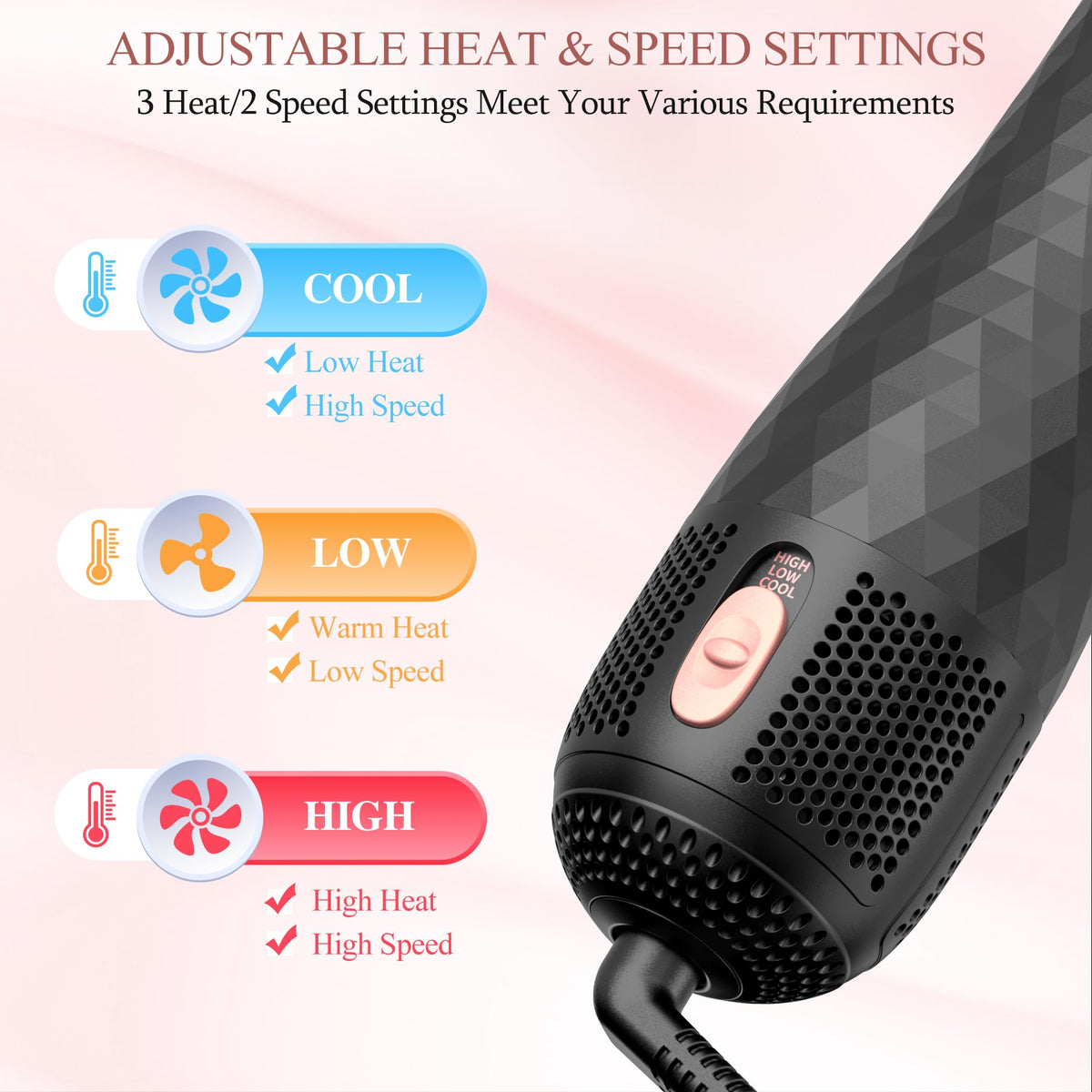 4-in-1 Ionic Hot Air Brush Hair Dryer Styler, 1200W