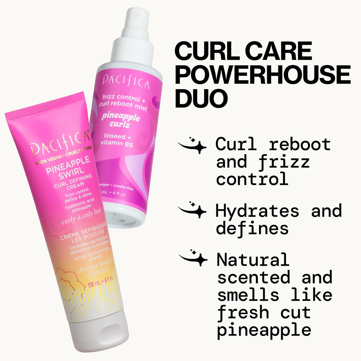 Pacifica Beauty Pineapple Curls Curl Cream & Refresher Mist Set