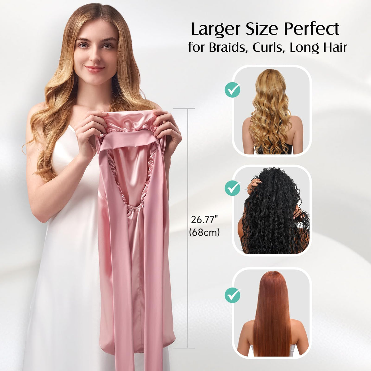 YFONG Double-Layered 100% Mulberry Silk Bonnet for Long Hair