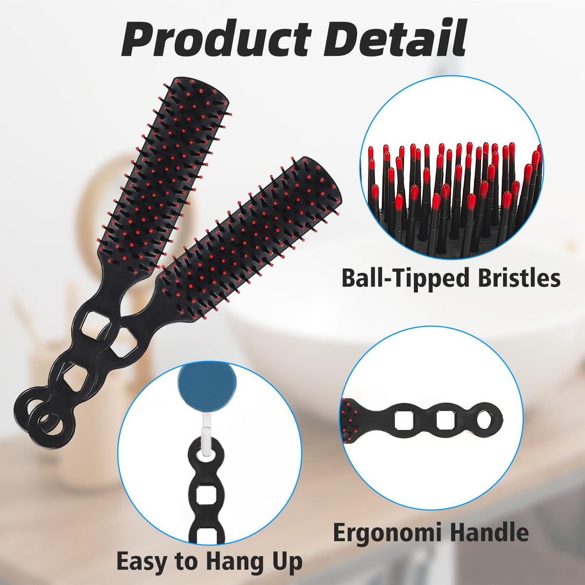 110-Pack Bulk Hair Brushes, Detangling Styling Brushes, Individually Wrapped