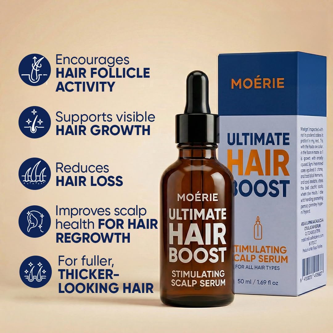 MOERIE Natural Hair Growth Serum for Thicker, Healthy-Looking Hair