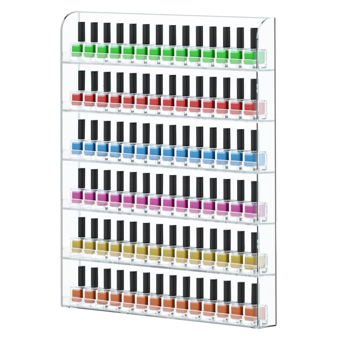 FEMELI Clear Acrylic Nail Polish Rack Wall Mounted, 6 Rows