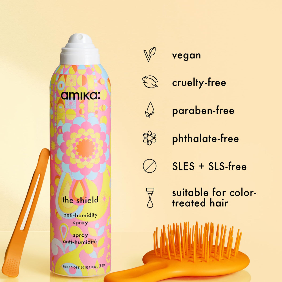 amika The Shield Anti-Humidity Hair Spray with Heat and UV Protection