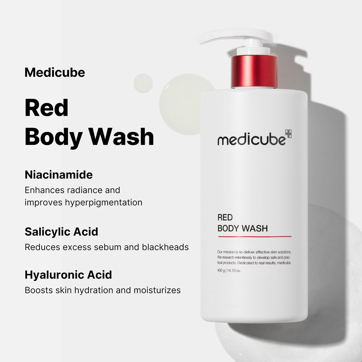 medicube Red Body Wash Low pH Clarifying Cleanser with Niacinamide