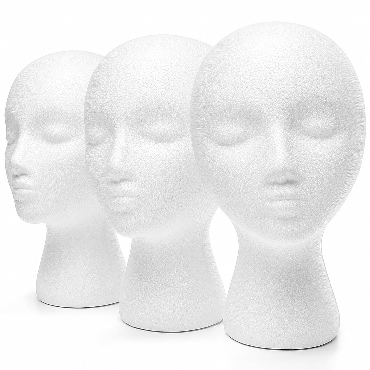 Foraineam Foam Female Mannequin Wig Heads with Holder Hole