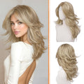 Haloo Layered Lace Front Wig with Curtain Bangs, 20 Inch Synthetic Hair