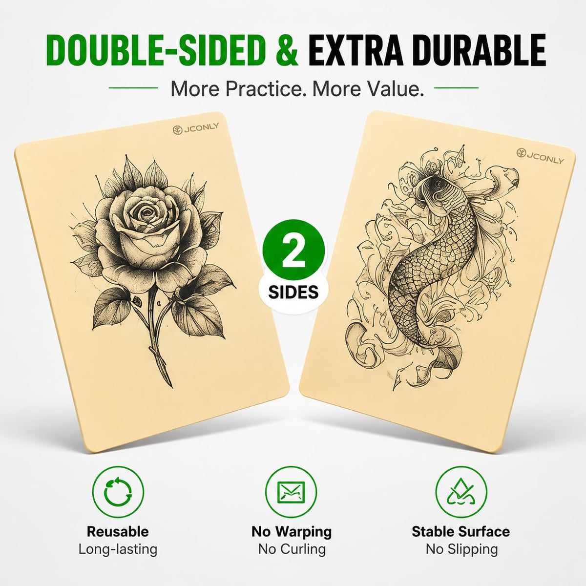 Premium 3mm Silicone Tattoo Practice Skin, Double-Sided Reusable Mat
