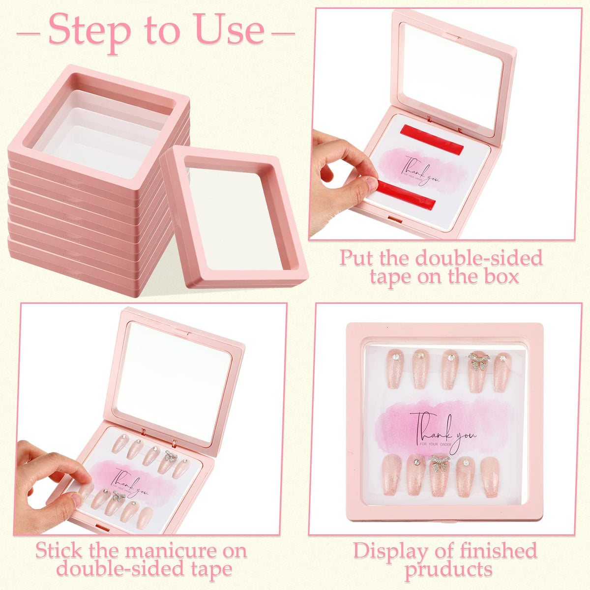 Meekoo Press-On Nail Packaging Box Set with Display Cards and Nail Tape