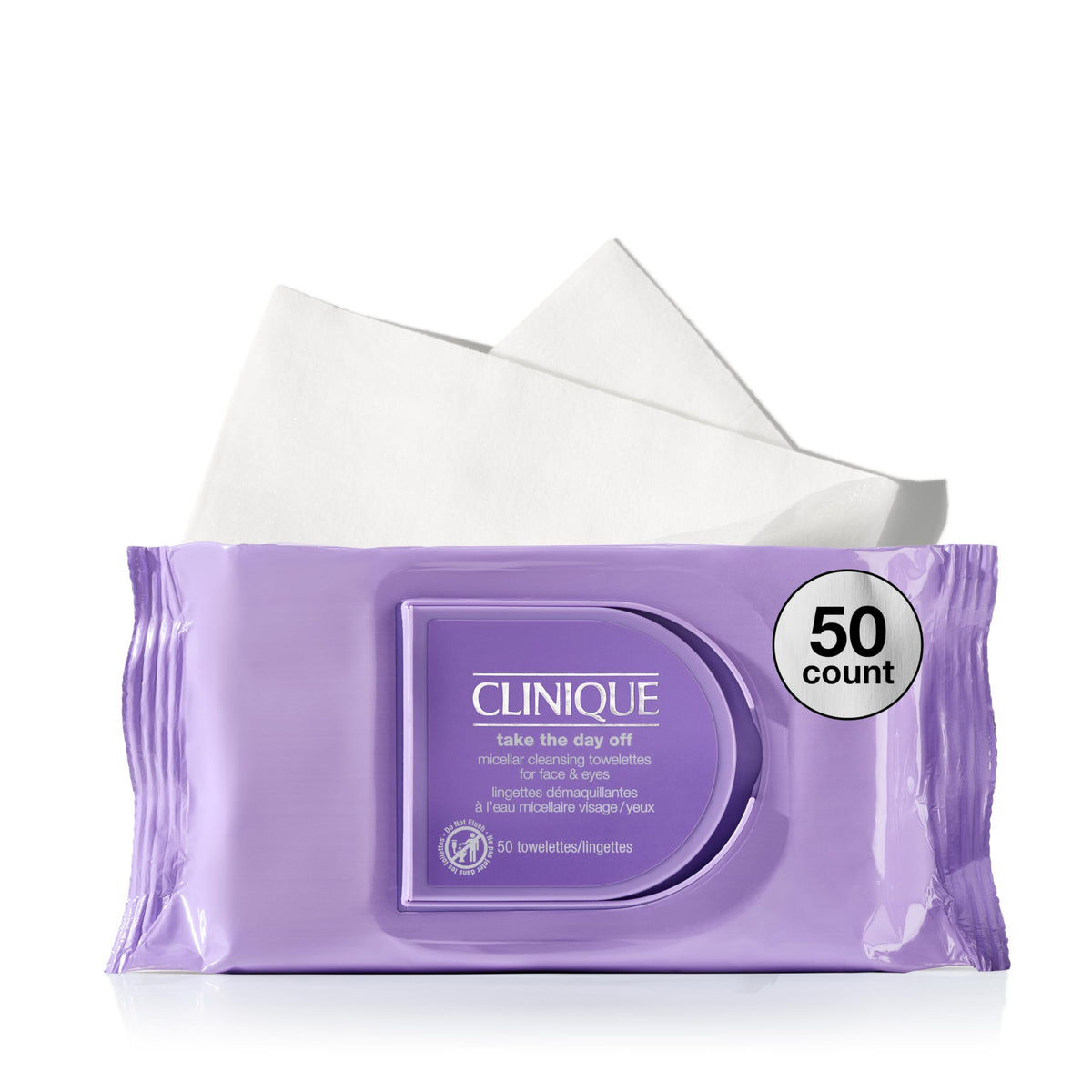 Clinique Take The Day Off Micellar Cleansing Makeup Remover Wipes, 50 Count
