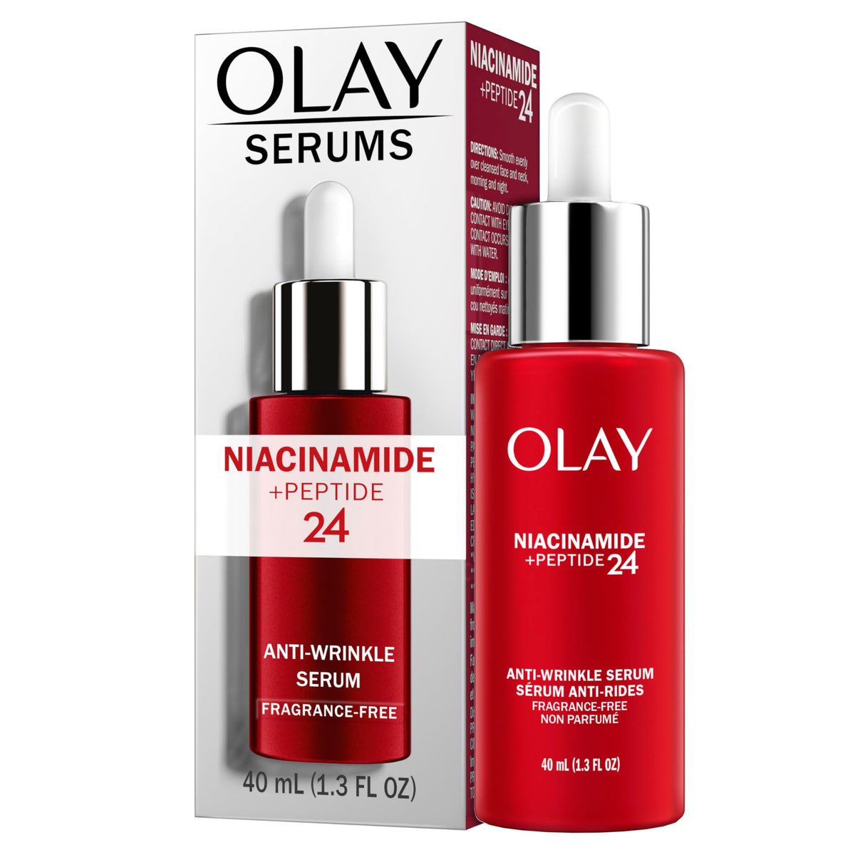 Olay Niacinamide + Peptide 24 Anti-Wrinkle Serum, Fragrance-Free, 1.3 oz