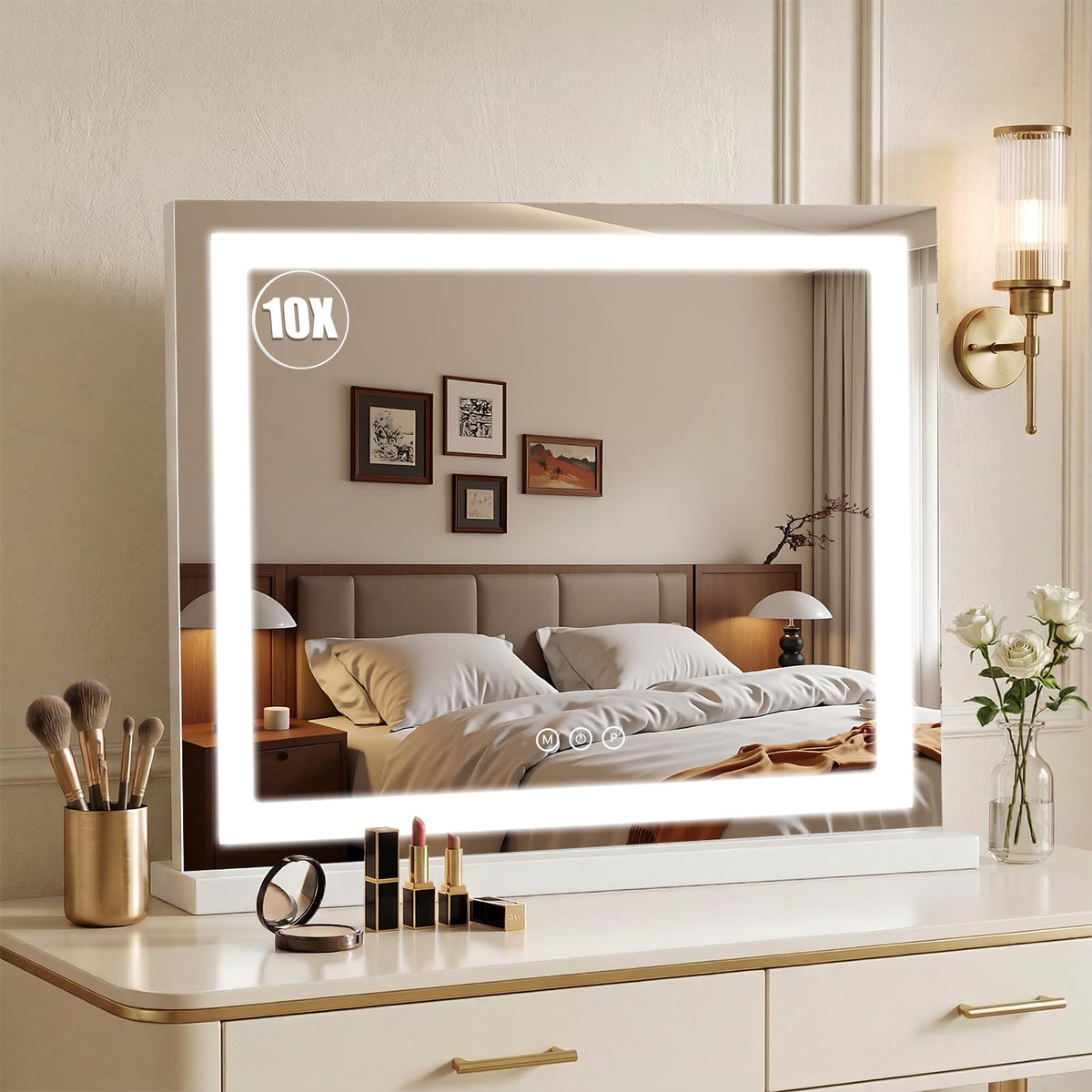 LED Vanity Makeup Mirror with Lights, Smart Touch, 3-Color Dimming