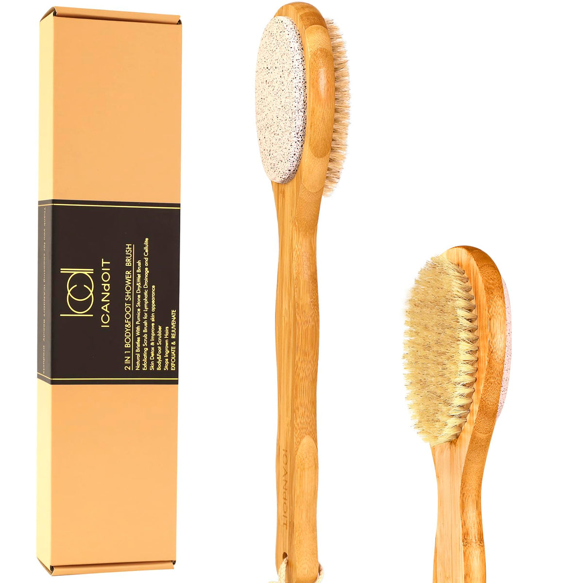 ICANdOIT 2-in-1 Long Handle Bath and Shower Body Brush