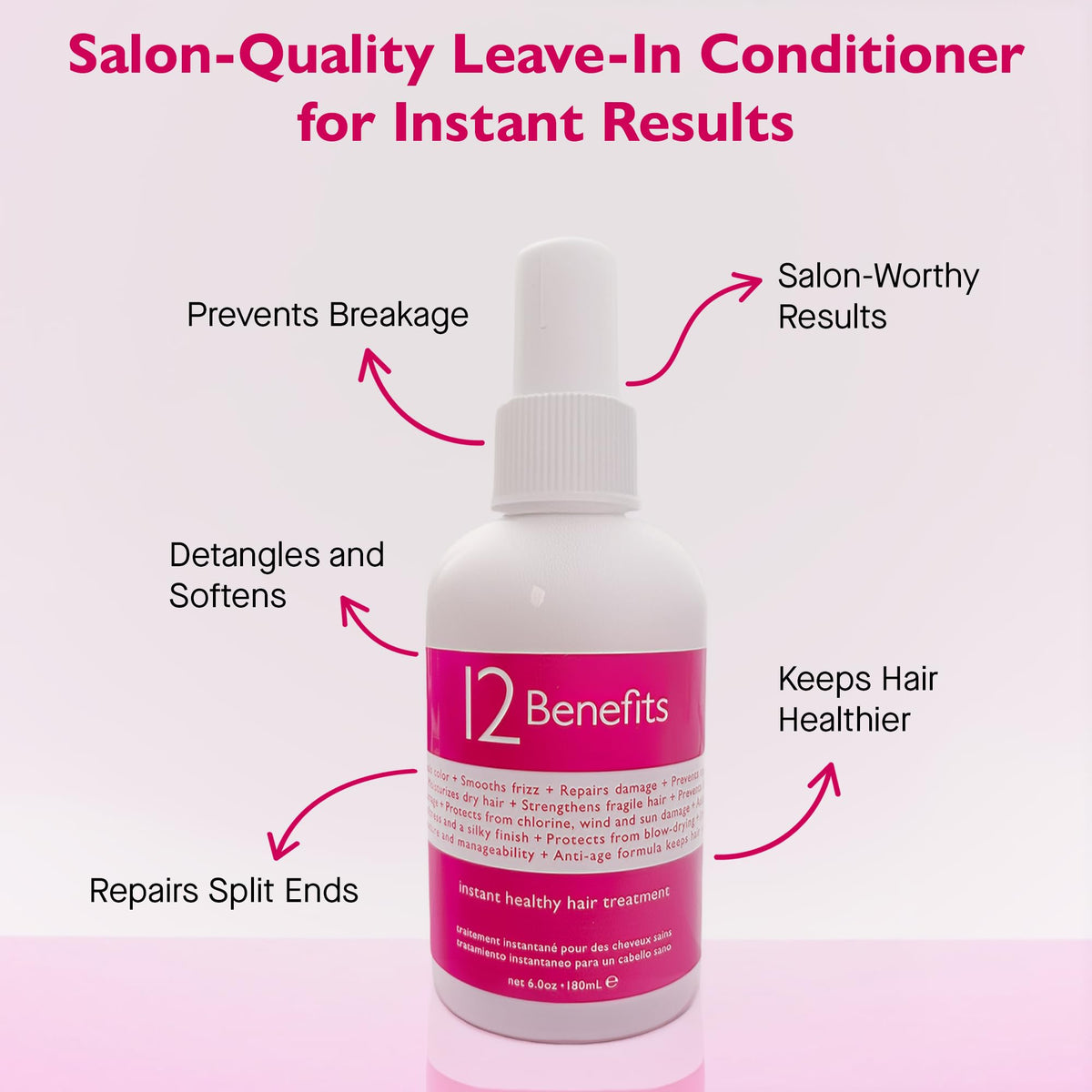 12 Benefits Leave-In Conditioner Spray, Heat Protectant & Detangler