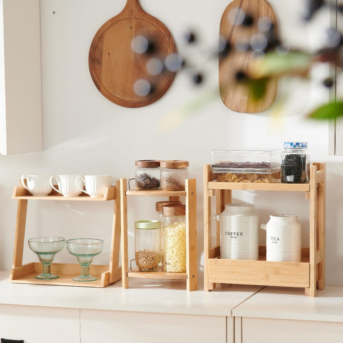 GOBAM Bamboo 2-Tier Makeup and Countertop Organizer, Natural