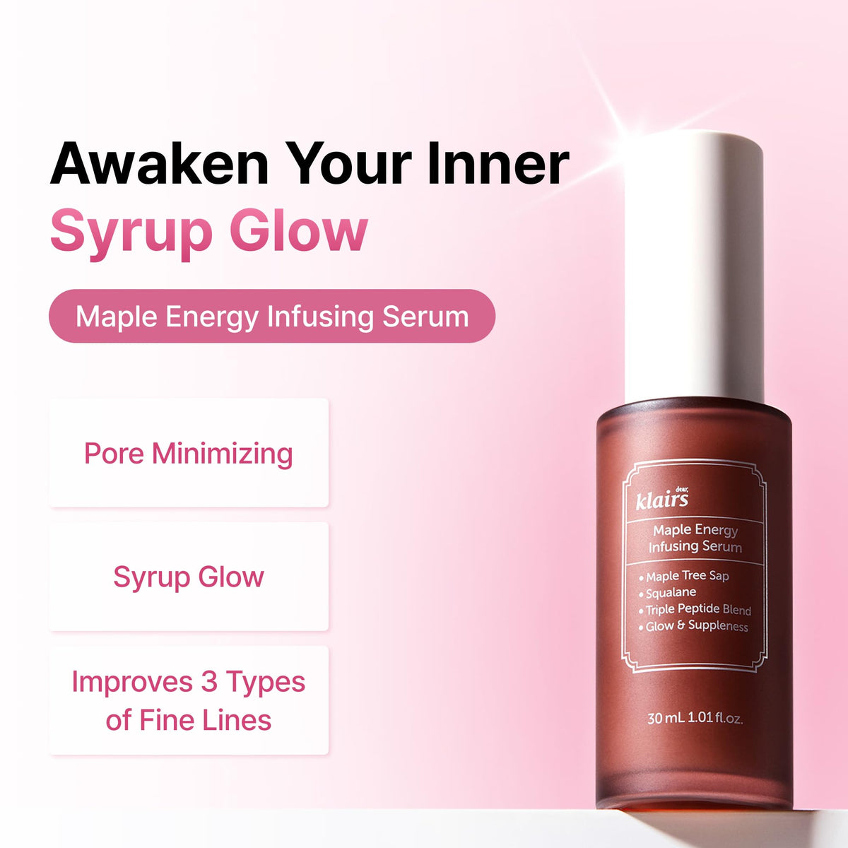 DearKlairs Maple Energy Infusing Peptide Hydrating Serum, 30ml