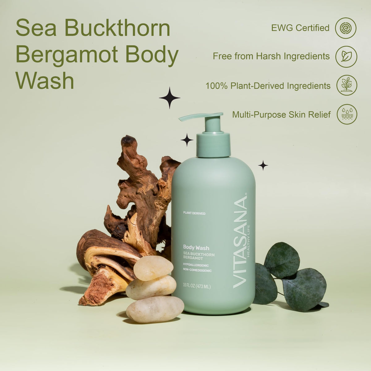 Plant-Derived Body Wash for Sensitive Skin, 16 oz