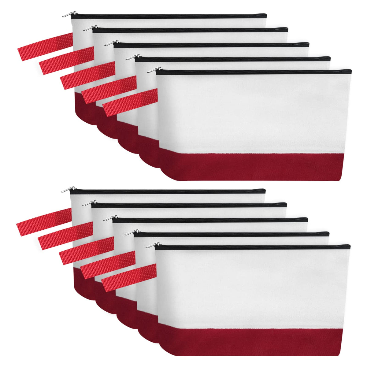 10-Piece 12oz Cotton Canvas Zipper Pouch Set, Blank DIY Organizer Bags