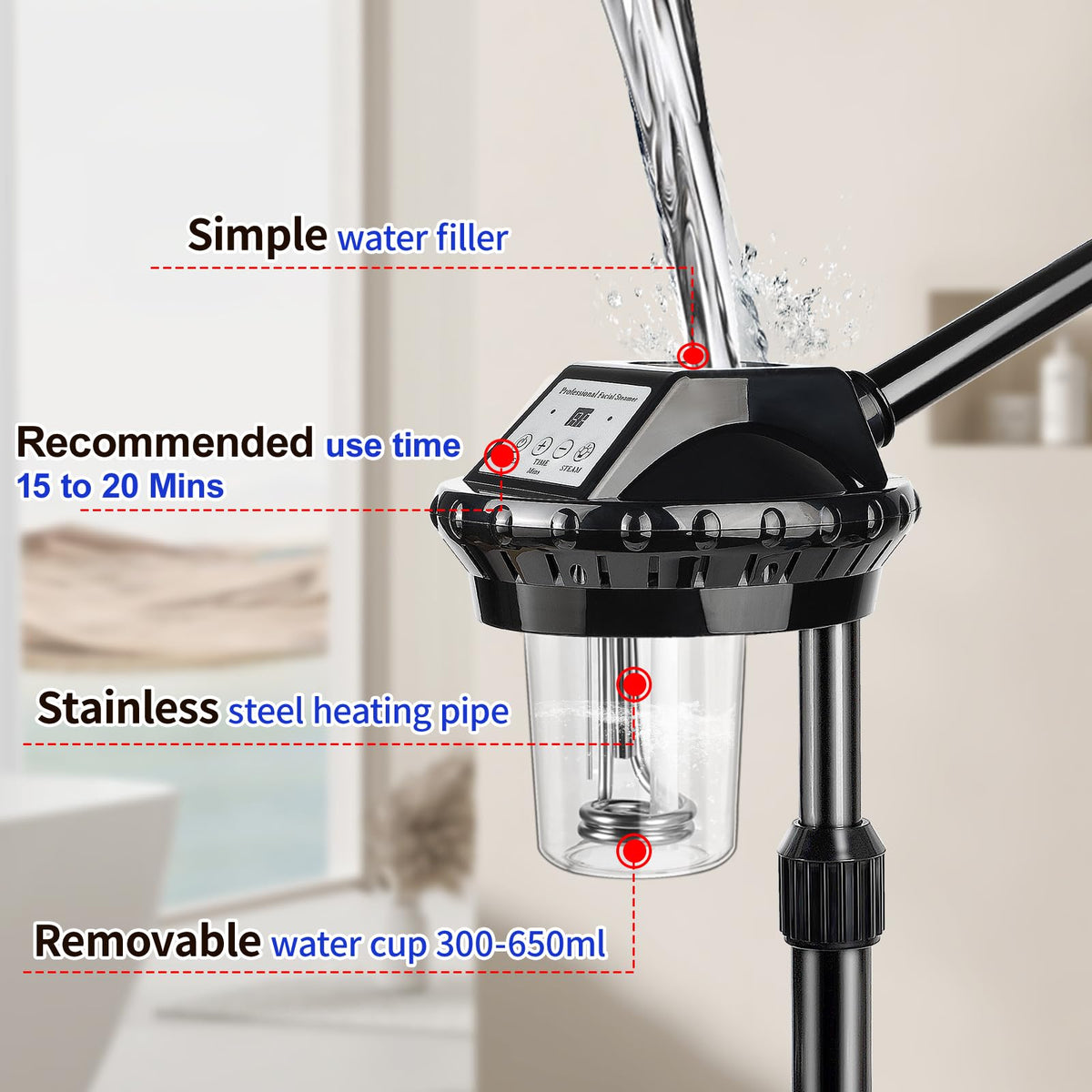 Professional Facial Steamer with Nano Ozone and Timer